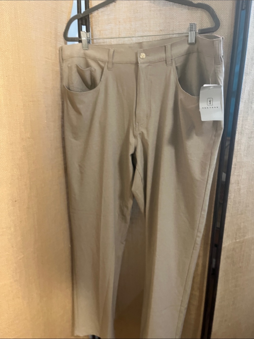 PGA Tour Beige/Tan Golf Pants with Logo Tag